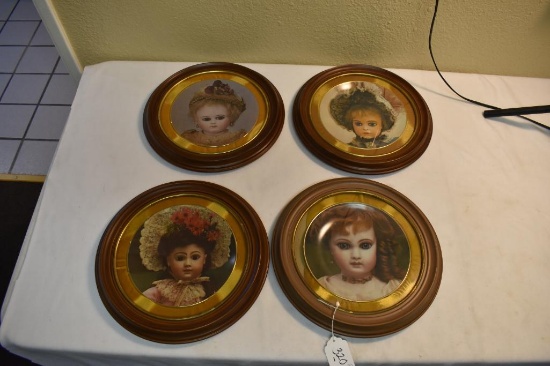 Porcelain Collector Plates: Dolls, Framed