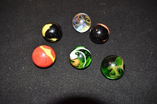 Grouping of Vintage Art Glass Swirl Marbles