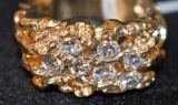 Gorgeous Men's 14K Gold & Diamond Nugget Ring