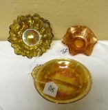 Marigold Amber Carnival Glass Pieces