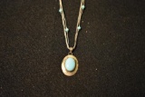 Silver Strand Necklace with Turquoise round beads