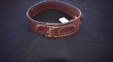 Eubanks Custom made Leather Cartridge Belt of Basketweave Tooled Leather