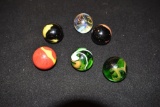 Grouping of Vintage Art Glass Swirl Marbles