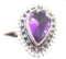 Ladies Ring with Pear shaped Amethyst, detailed Silver work Setting