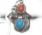 Native American Indian Sterling Ring with Turquoise and Coral
