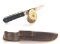 Custom Made Jeff Morgan Knife, JM on Blade with JM stamped Vintage Leather sheath