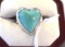 Sterling Ladies Ring, Heart Shaped Turquoise Signed 925