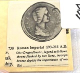 Roman Imperial coin C. 193-211 A.D. with Description