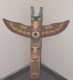 Carved Eagle Totem, Bright Paints, 39.5 in T x 28 in W