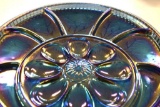 Large Purple Carnival GLlass Divided Tray with Egg Section