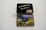 Two Knife Set Buck Models 200 & 201 in Collector Tin