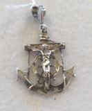 925 Silver Anchor with Christ , Large Loop for pendant Sterling