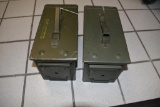 Two OD Green 50 cal Ammo Cans