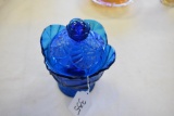 Deep Blue Glass covered Candy Jar