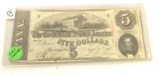 Authentic Confederate States Of America $5 Paper Currency