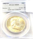 PCGS Certified 1963-D Ben Franklin Half, Hi Grade MS 64