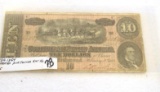 Authentic Confederate States of America $10 Paper Currency