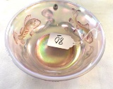 Pink Opalescent Fenton Bowl, Original Label, Fish effigy