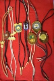 Elk's Commemorative Bolo Ties, several on Agate Slabs