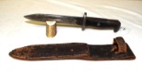 Vintage War time Bayonet, grooved blade, birds head pommel, grooved handle