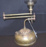 Antique Brass Parlor Lamp, Coleman Quick Lite, Swing Arm, kerosene lamp