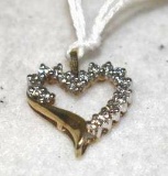 10K Gold Heart Pendant with Diamonds