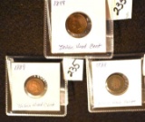 Indian Head Cent Pennies 1888, 1889 and 1899