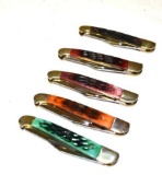 Folding Knives, as new, Brass end caps, Various Colors, German Stainless Blades