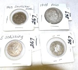 1965 Deutche Mark Silver Coins: 5 Schilling Peso and school token