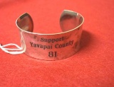 925 marked Sterling Cuff Bracelet, Support 81, Yavapai County