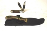 Fixed Blade And Folding Knife, matching handles