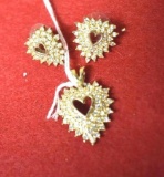 Avon Heart Pendant and matching post earrings