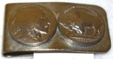 Money Clip with Two Buffalo Nickels