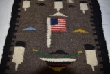 Authentic Navajo pictoral Weaving, very tightly woven, rare with American Flag design