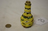 Vintage Apache Beaded Bottle with Greasy Yelllow Beads 4.75 in tall