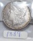 1889 U S Morgan Silver Dollar, Great Detail, darkened but with toning on reverse