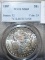Ex Rare Certified PCGS 1887 U S Morgan Silver Dollar, High Grade MS 65; Firey Rainbow Toning