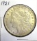 1921 U S Morgan Silver Dollar, darkened from storage, great hairline and curl detail