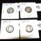 Lot of 4 Mercury Dimes, Various Dates and Conditions