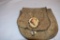Hide Tanned Possibles Bag with Antler Button trim with Carved Buffalo effigy