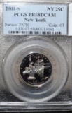 Certified PCGS New York State Quarter PR68DCAM, Proof 68 Hi Grade, Deep Cameo