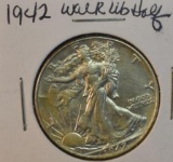 1942 Walking Liberty Half Dollar, good detail, nice Bright Coin