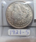 1921-S U S Morgan Silver Dollar Very good details some toning front and back