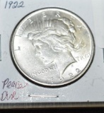 1922 U S Peace Silver Dollar, Clear Face, Great Detail