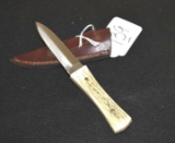 Custom Knife, Fixed Blade, Full Tang 7 1/2 in overall, Leather Sheath