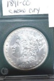1891 CC, Carson City, Morgan Silver Dollar, Beautiful Coin, Some Toning near rim