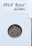1868 3 Cent Nickel, Great Collector Coin showing NO Traces of Wear