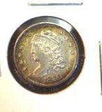1834 Capped Bust Half Dime, Nicely toned marked 5 C.