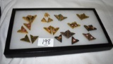 Collection of Dress Collar Tabs, Revolvers, Bees, Elk, Flags etc.