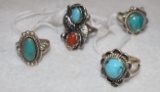 Native American Style Indian Rings; Old Pawn Style